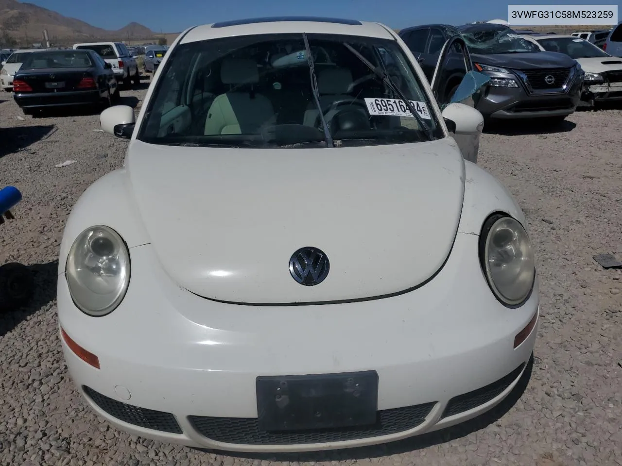 2008 Volkswagen New Beetle Triple White VIN: 3VWFG31C58M523259 Lot: 69516424