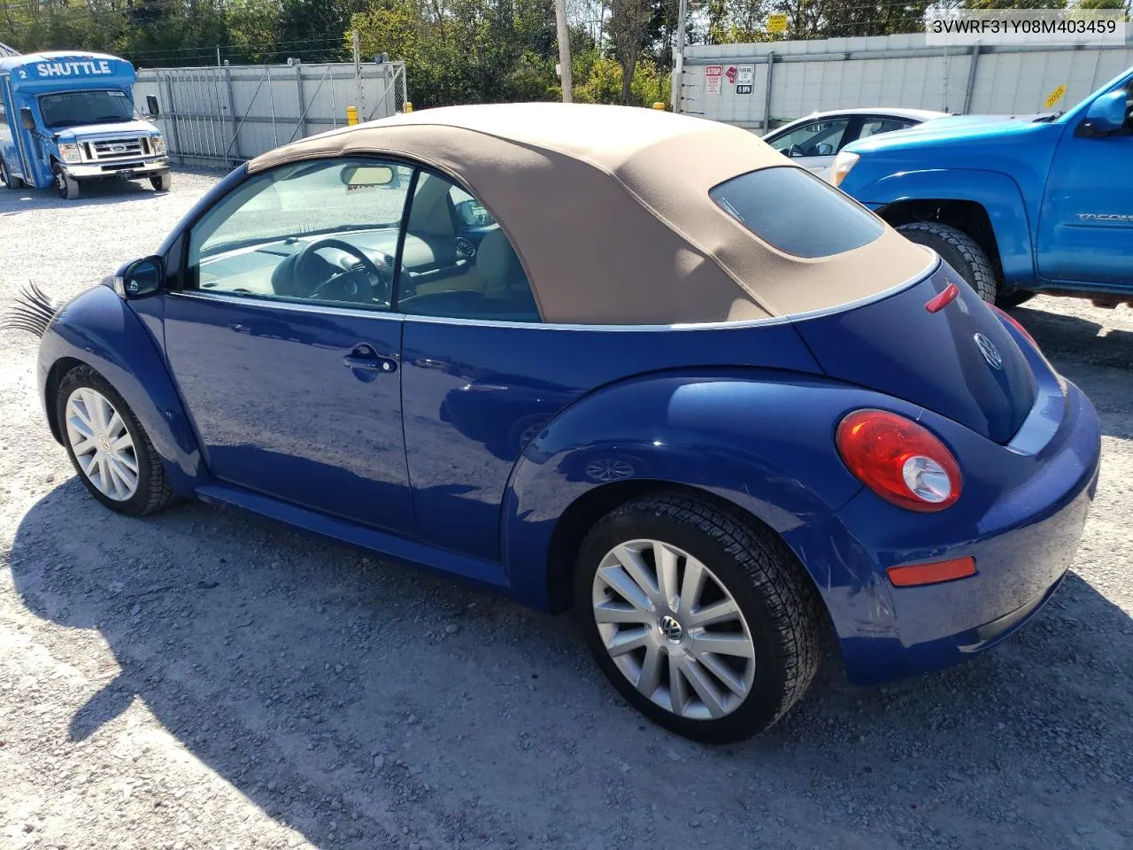 2008 Volkswagen New Beetle Convertible Se VIN: 3VWRF31Y08M403459 Lot: 74253354