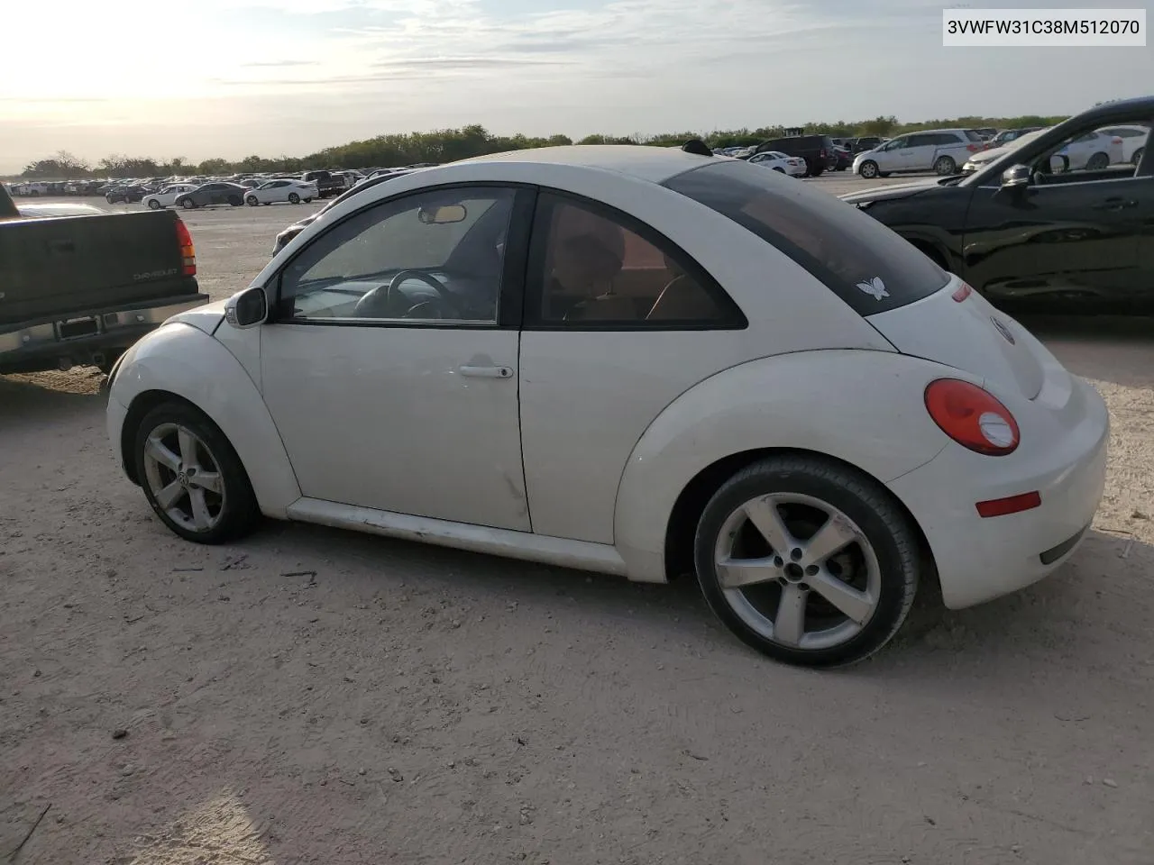 2008 Volkswagen New Beetle Triple White VIN: 3VWFW31C38M512070 Lot: 76843404