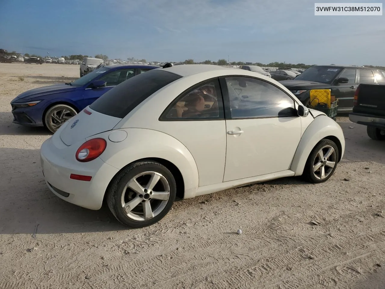 2008 Volkswagen New Beetle Triple White VIN: 3VWFW31C38M512070 Lot: 76843404