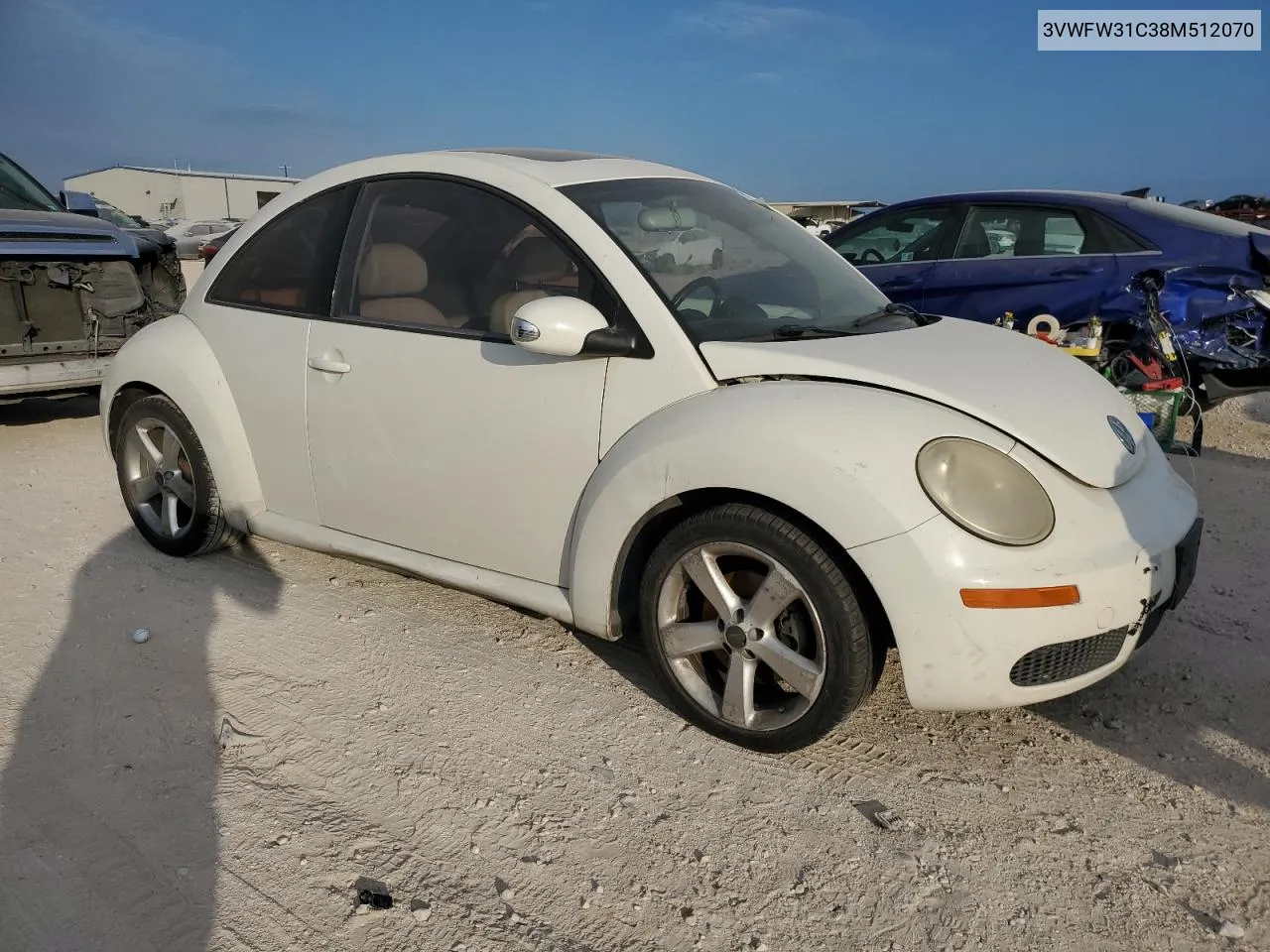 2008 Volkswagen New Beetle Triple White VIN: 3VWFW31C38M512070 Lot: 76843404