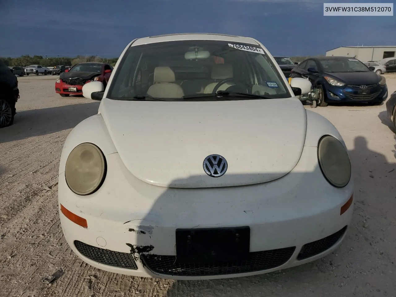 2008 Volkswagen New Beetle Triple White VIN: 3VWFW31C38M512070 Lot: 76843404