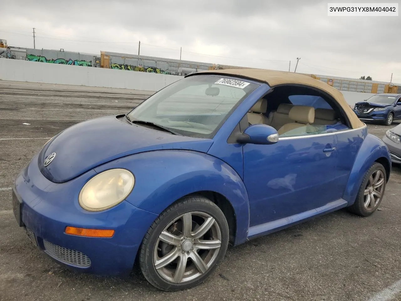 2008 Volkswagen New Beetle Convertible S VIN: 3VWPG31YX8M404042 Lot: 76962594