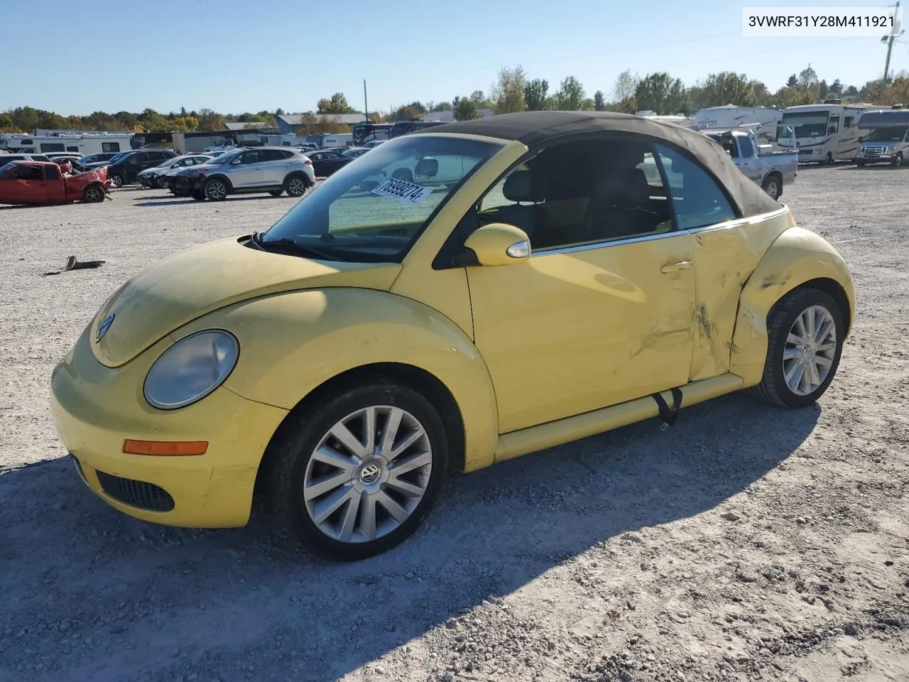 2008 Volkswagen New Beetle Convertible Se VIN: 3VWRF31Y28M411921 Lot: 76999274