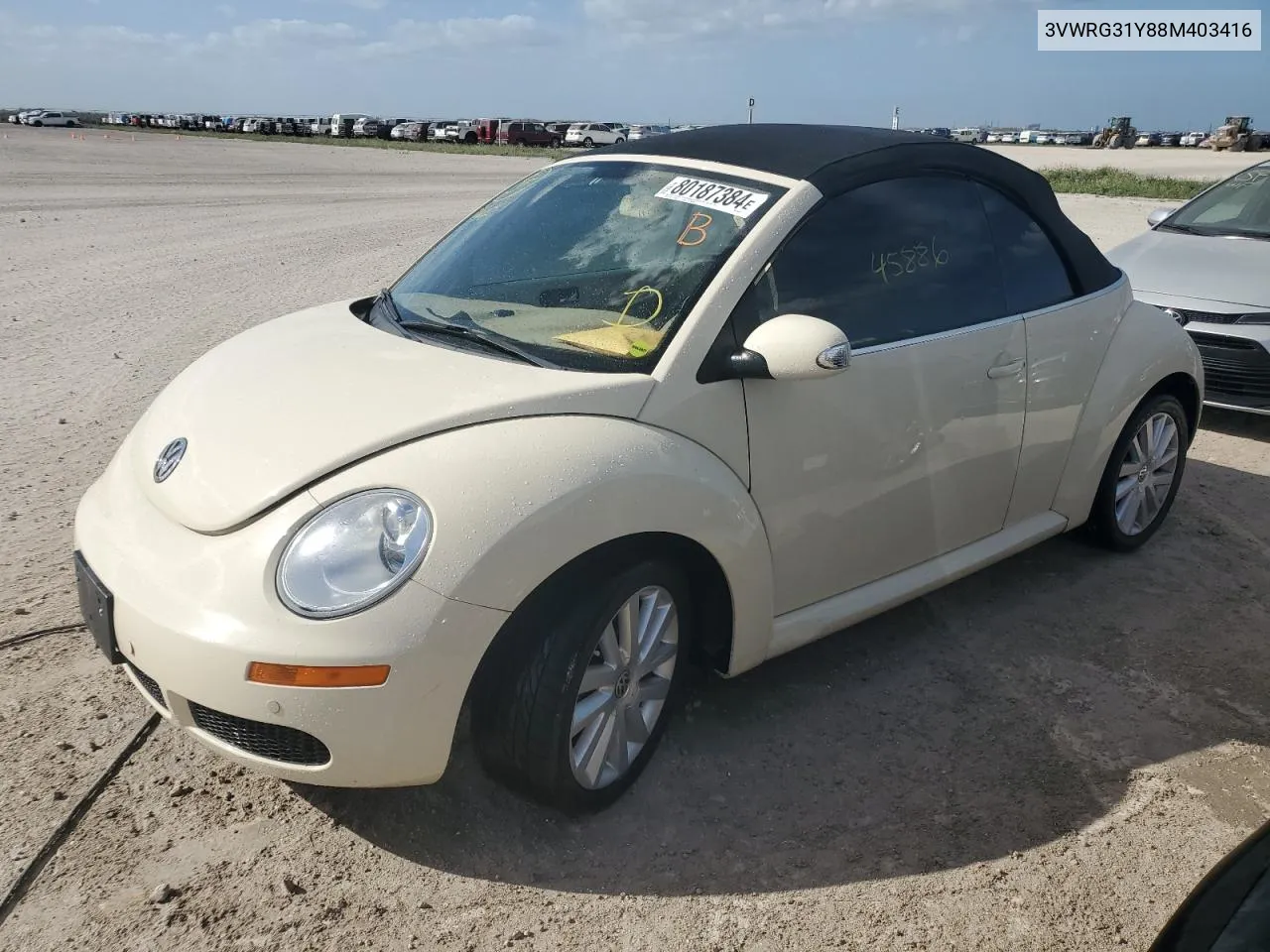 2008 Volkswagen New Beetle Convertible Se VIN: 3VWRG31Y88M403416 Lot: 80187384