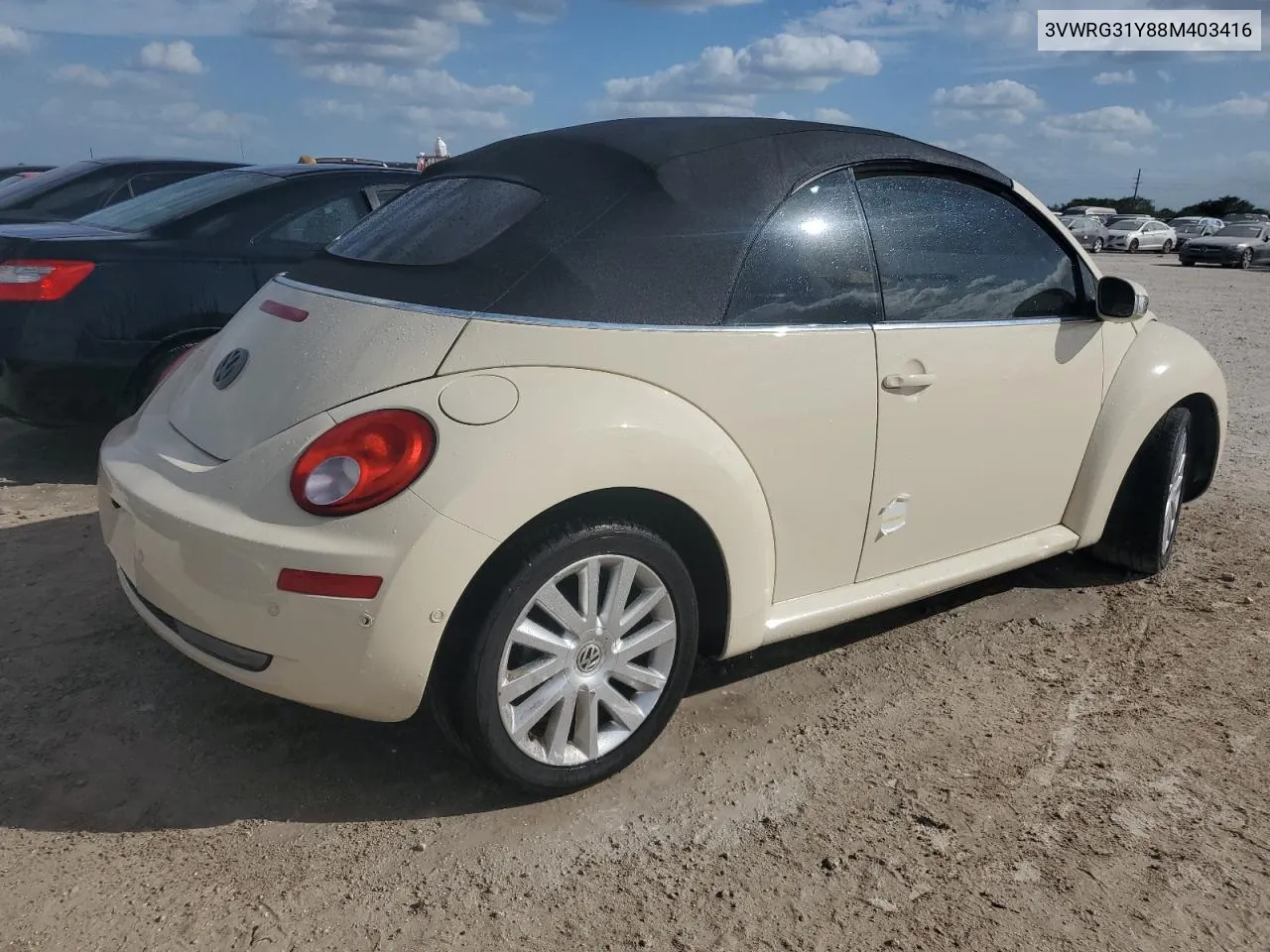 2008 Volkswagen New Beetle Convertible Se VIN: 3VWRG31Y88M403416 Lot: 80187384