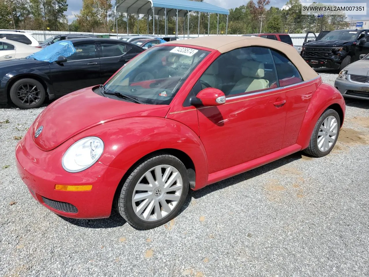 2010 Volkswagen New Beetle VIN: 3VWRW3AL2AM007351 Lot: 74328574