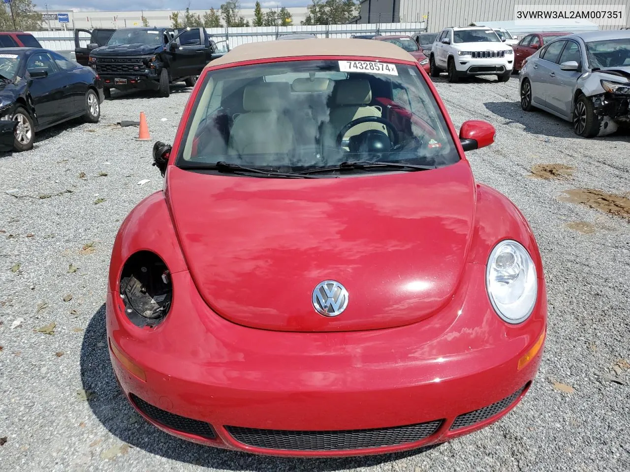 2010 Volkswagen New Beetle VIN: 3VWRW3AL2AM007351 Lot: 74328574