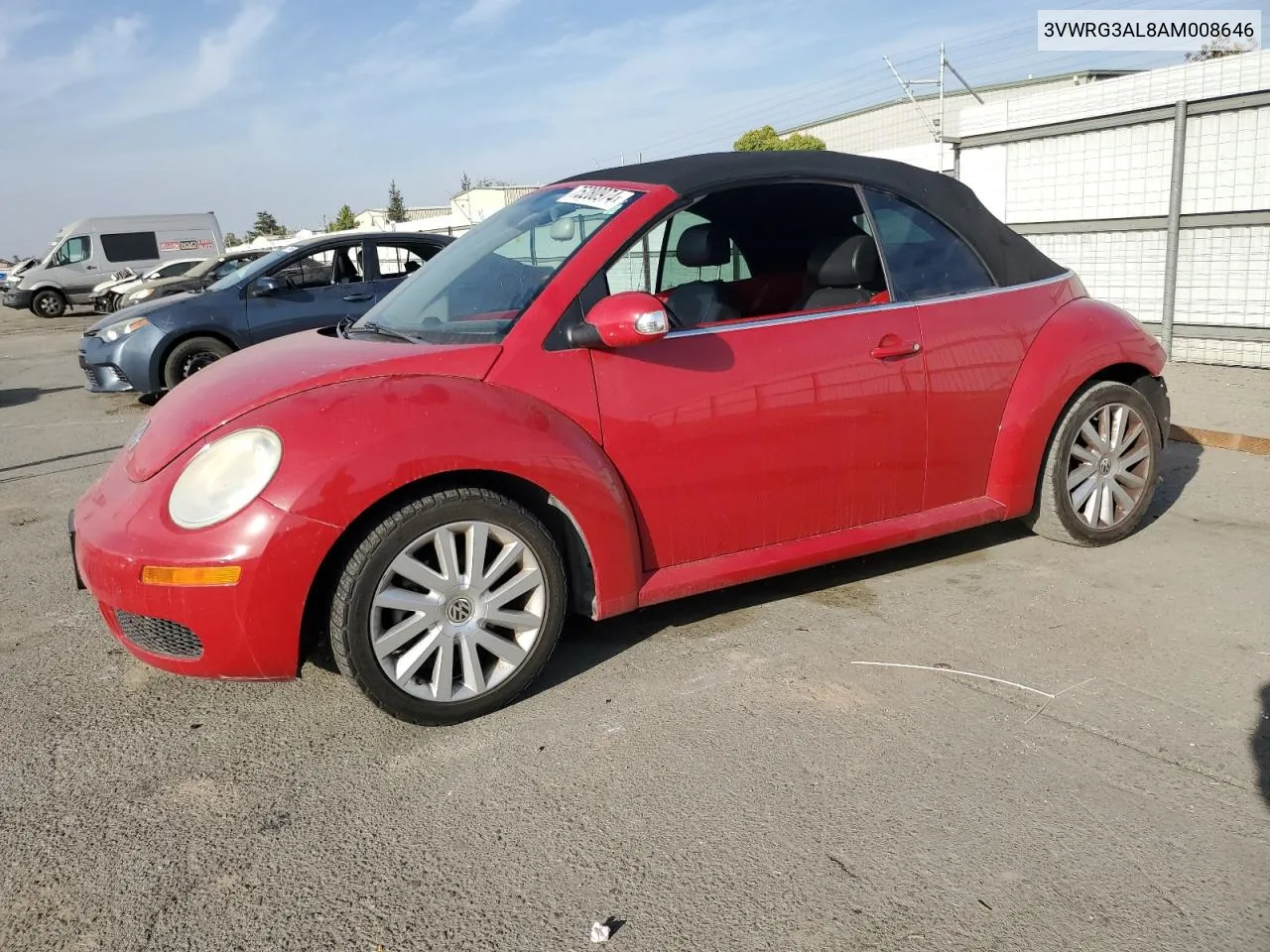 2010 Volkswagen New Beetle VIN: 3VWRG3AL8AM008646 Lot: 75280974