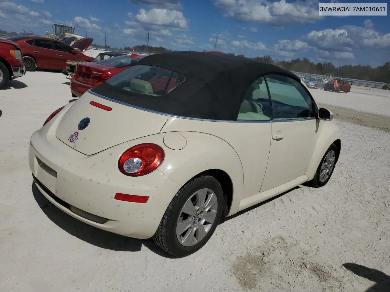 2010 Volkswagen New Beetle VIN: 3VWRW3AL7AM010651 Lot: 77471594