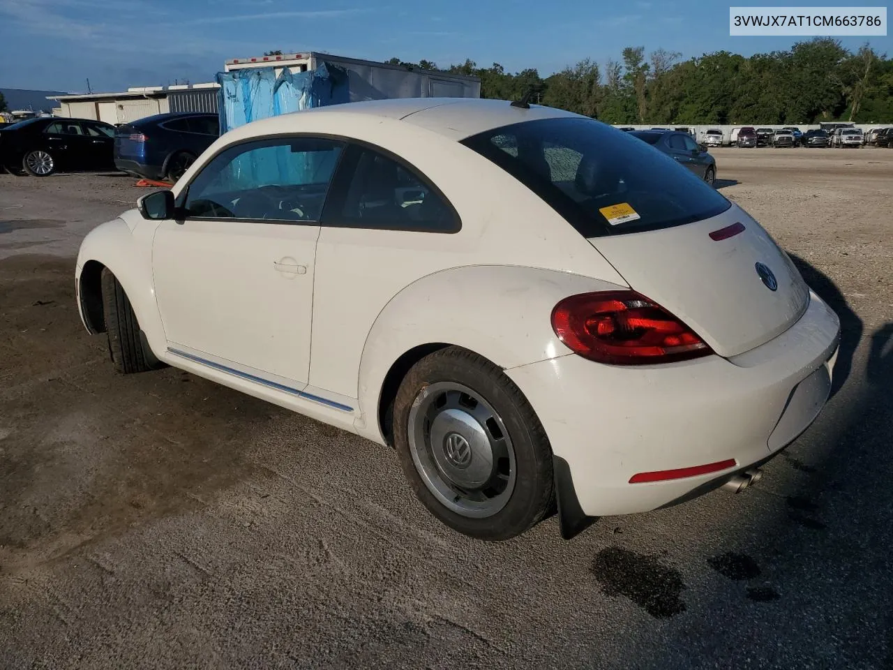 2012 Volkswagen Beetle VIN: 3VWJX7AT1CM663786 Lot: 73893424