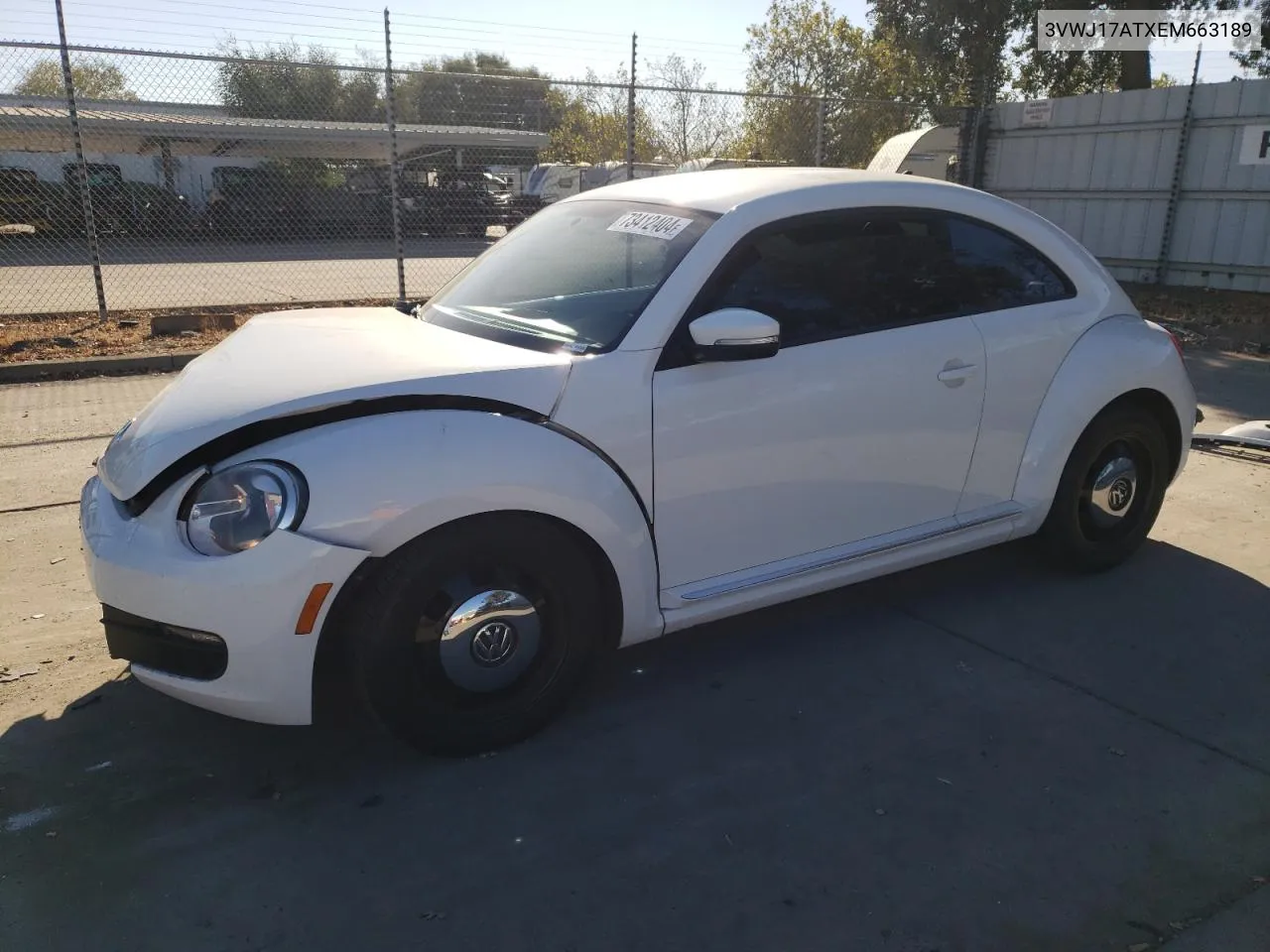 2014 Volkswagen Beetle VIN: 3VWJ17ATXEM663189 Lot: 73412404