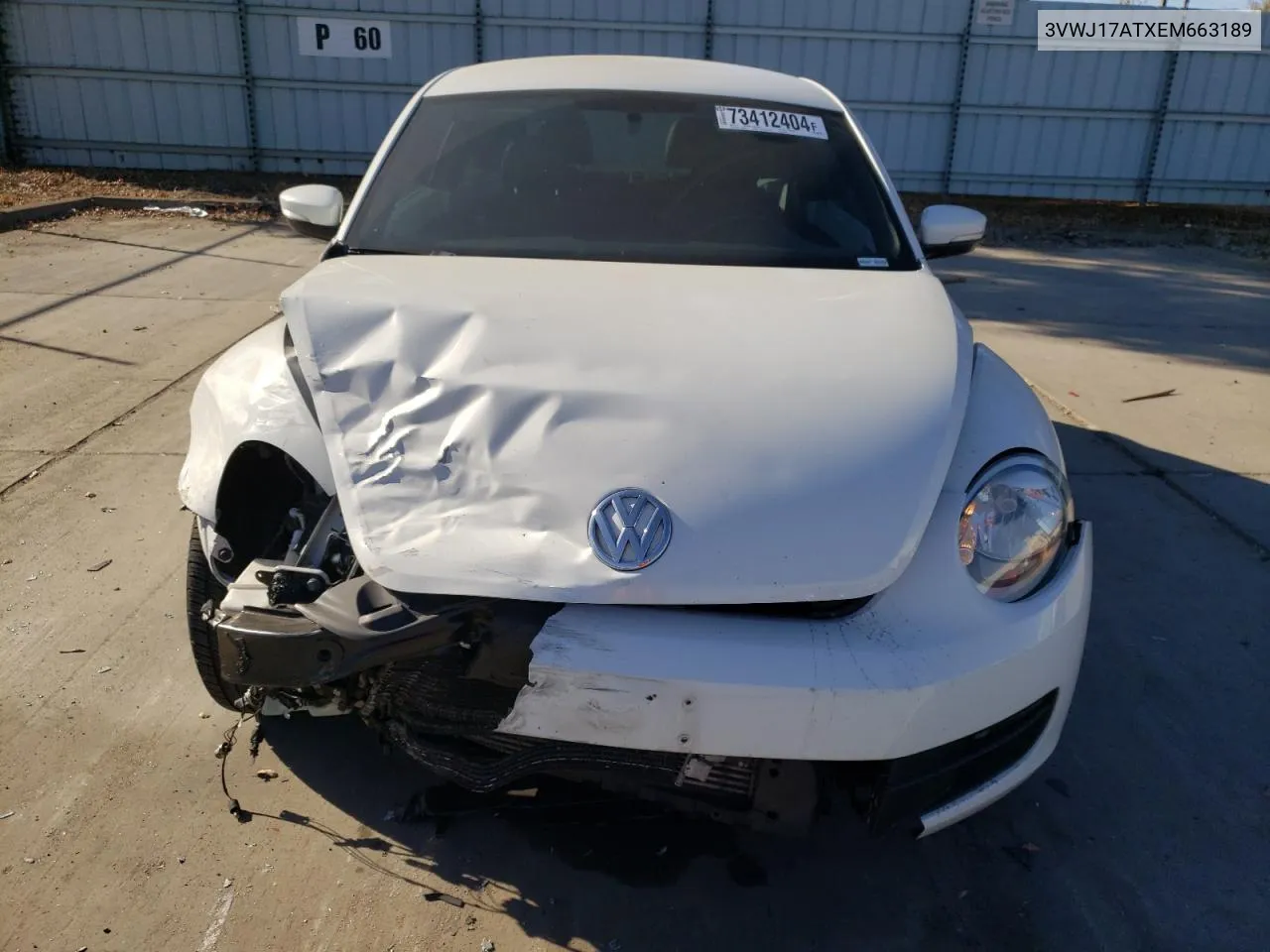 2014 Volkswagen Beetle VIN: 3VWJ17ATXEM663189 Lot: 73412404