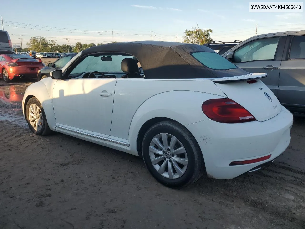 2019 Volkswagen Beetle S VIN: 3VW5DAAT4KM505643 Lot: 74223274