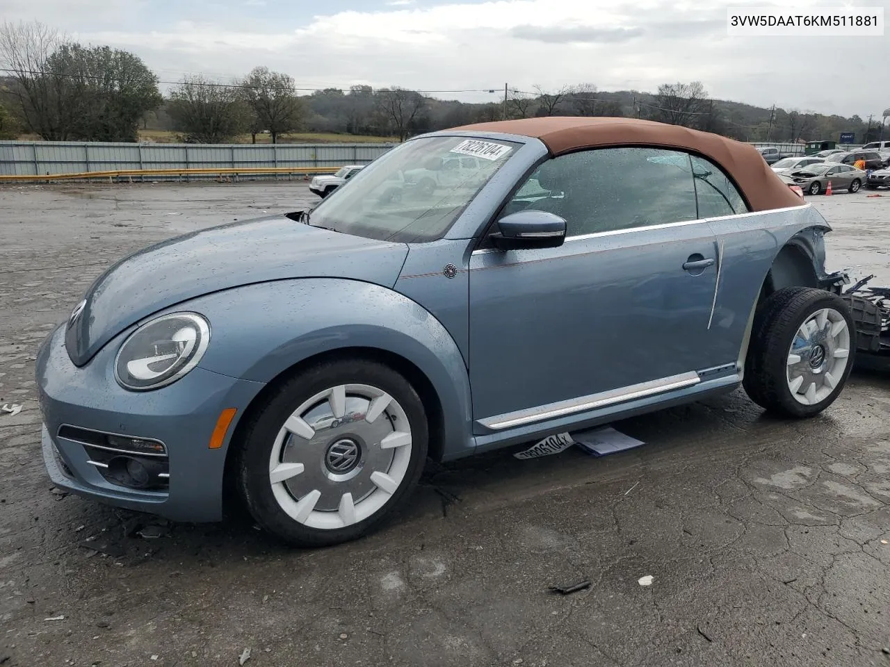 2019 Volkswagen Beetle S VIN: 3VW5DAAT6KM511881 Lot: 78226104