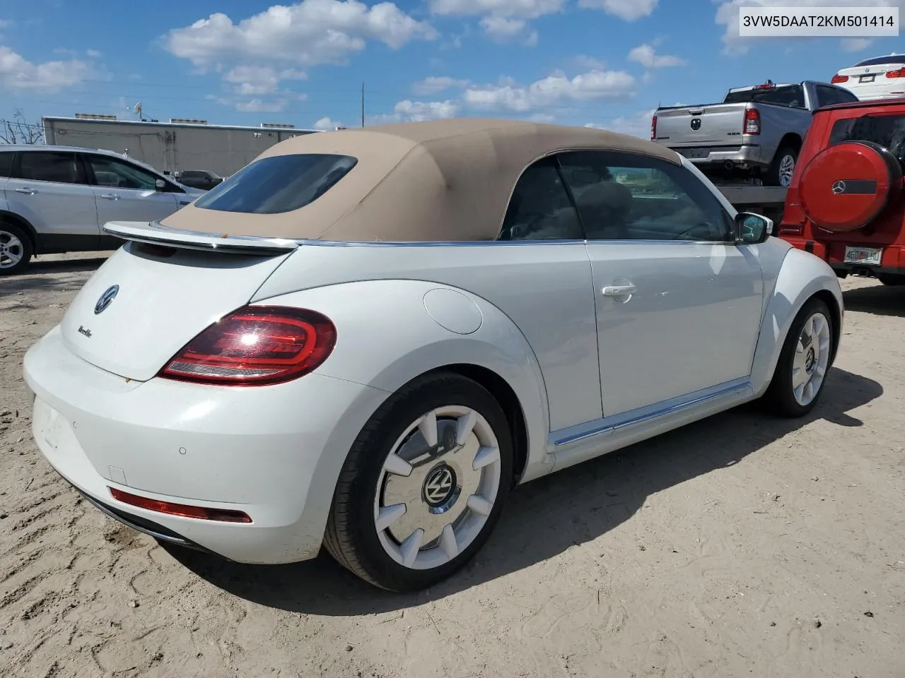 2019 Volkswagen Beetle S VIN: 3VW5DAAT2KM501414 Lot: 78307574