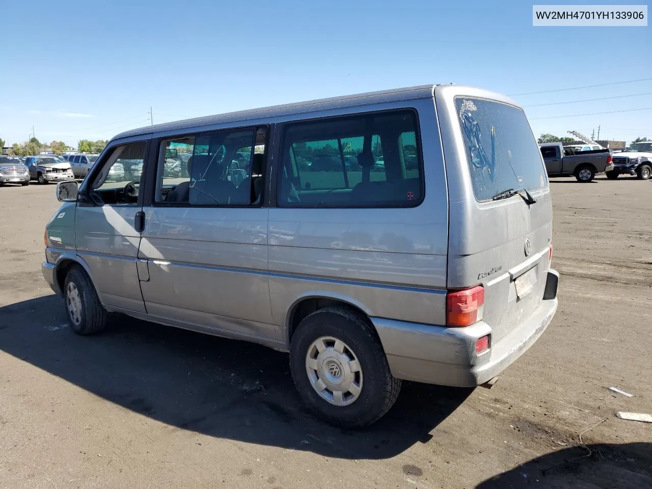 2000 Volkswagen Eurovan Mv VIN: WV2MH4701YH133906 Lot: 72370794