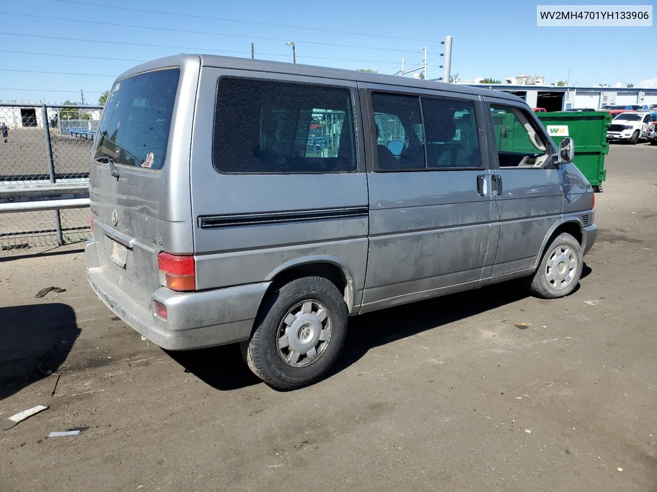 2000 Volkswagen Eurovan Mv VIN: WV2MH4701YH133906 Lot: 72370794