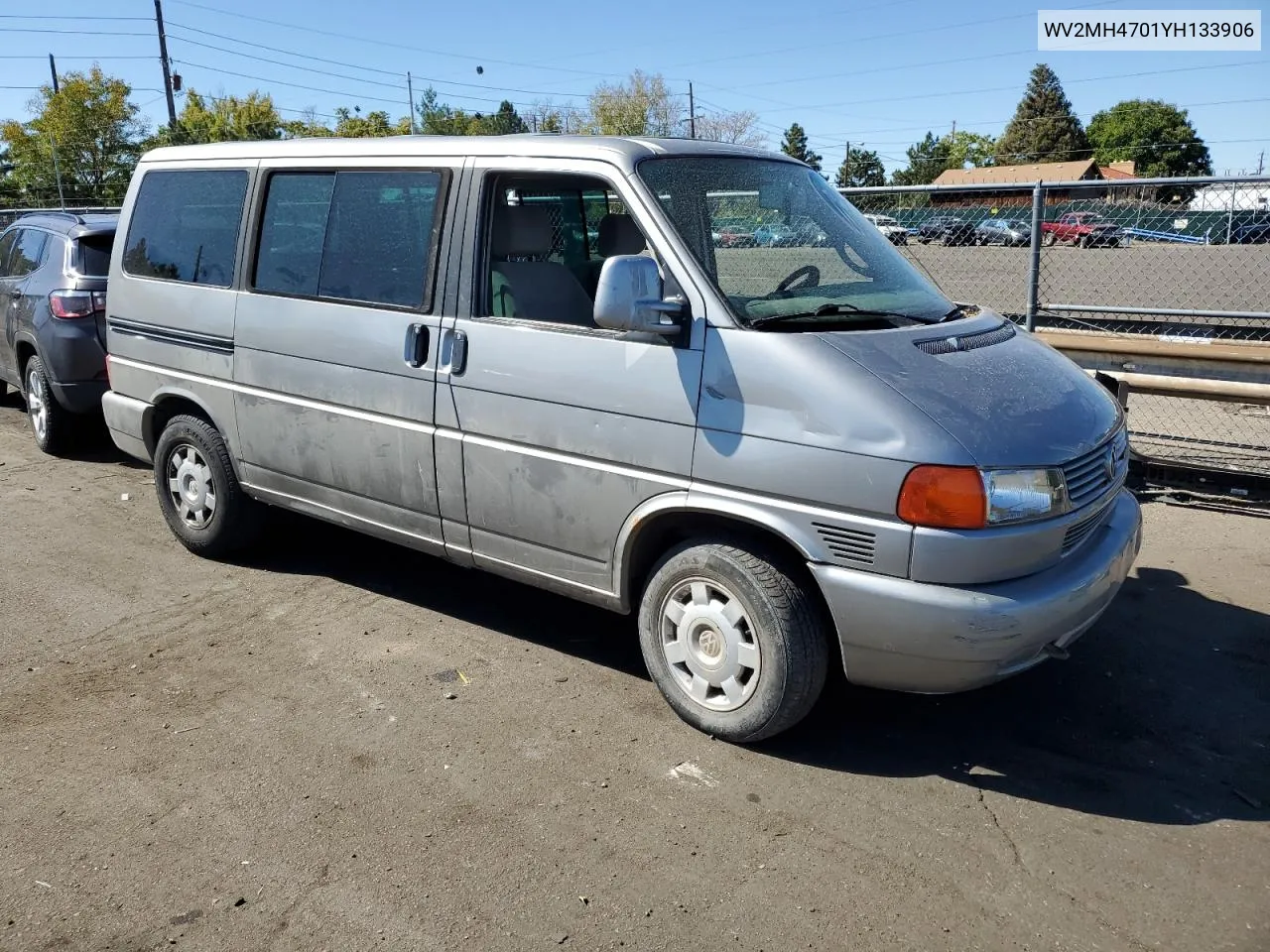 2000 Volkswagen Eurovan Mv VIN: WV2MH4701YH133906 Lot: 72370794