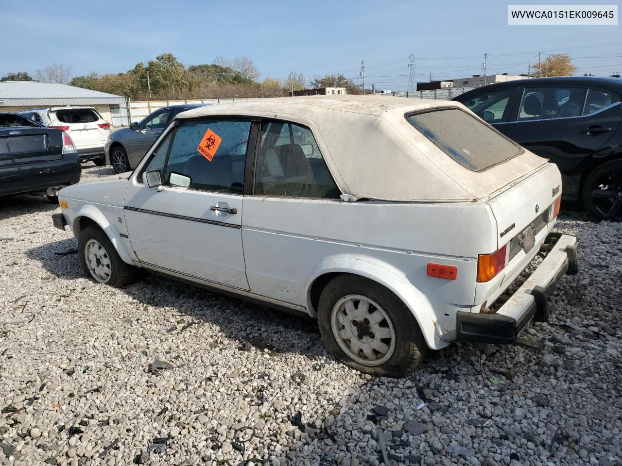 1984 Volkswagen Rabbit Deluxe VIN: WVWCA0151EK009645 Lot: 78178084