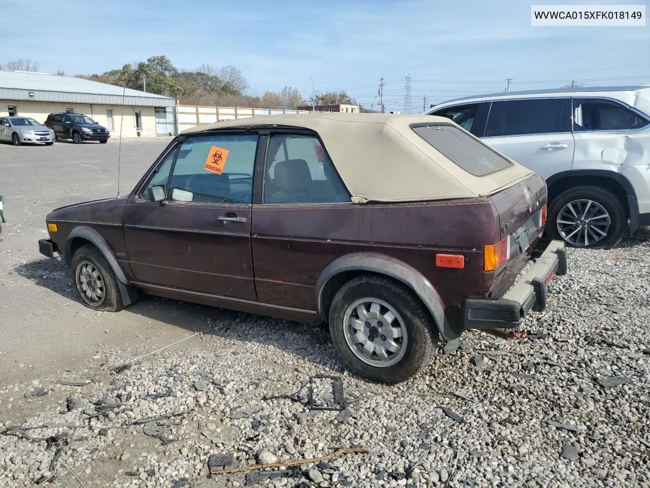 1985 Volkswagen Golf Cabriolet Dlx VIN: WVWCA015XFK018149 Lot: 78178254