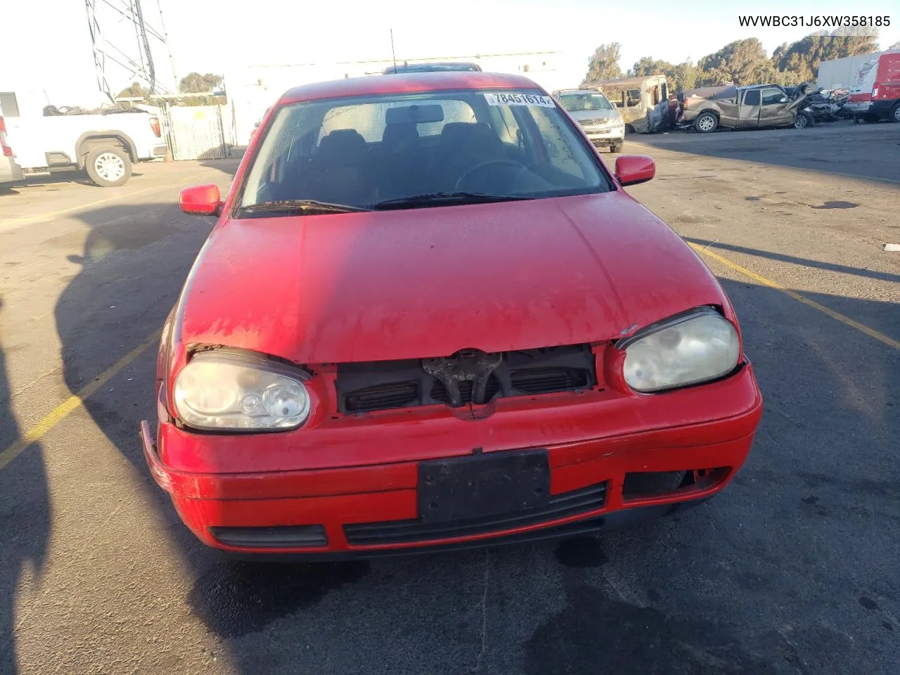 1999 Volkswagen Golf Gl VIN: WVWBC31J6XW358185 Lot: 78451614