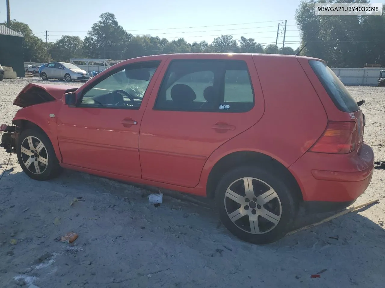 2000 Volkswagen Golf Gls VIN: 9BWGA21J3Y4032398 Lot: 72505224