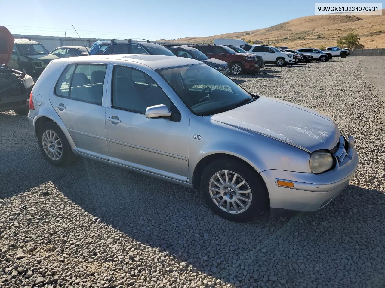 2003 Volkswagen Golf Gls VIN: 9BWGK61J234070931 Lot: 72625484