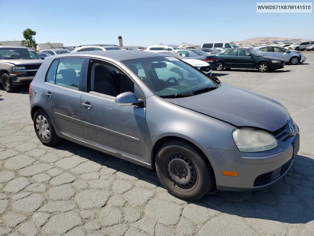 2007 Volkswagen Rabbit VIN: WVWDS71K87W141510 Lot: 62288324