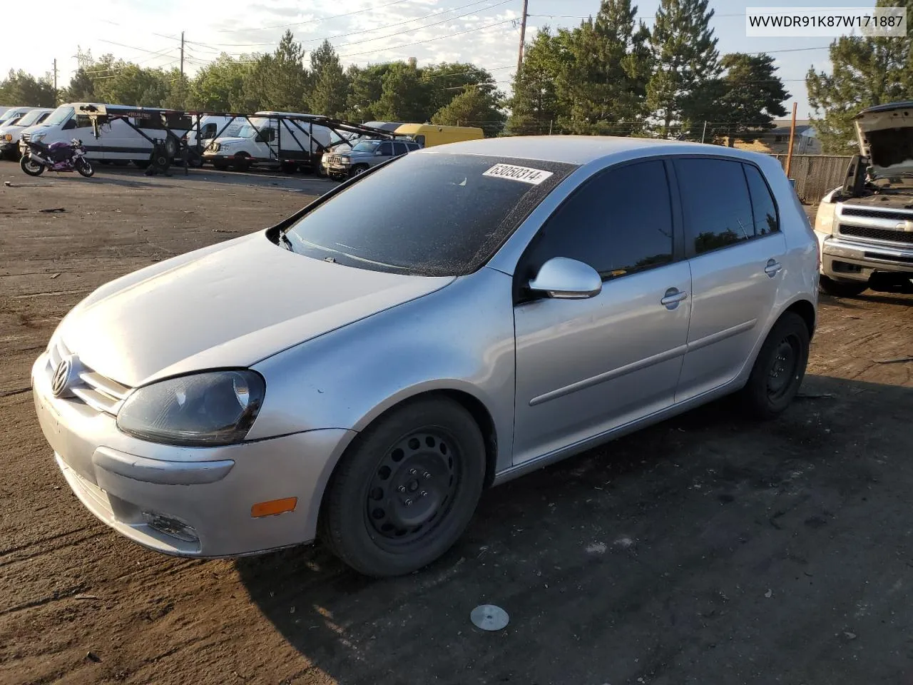 2007 Volkswagen Rabbit VIN: WVWDR91K87W171887 Lot: 63050314