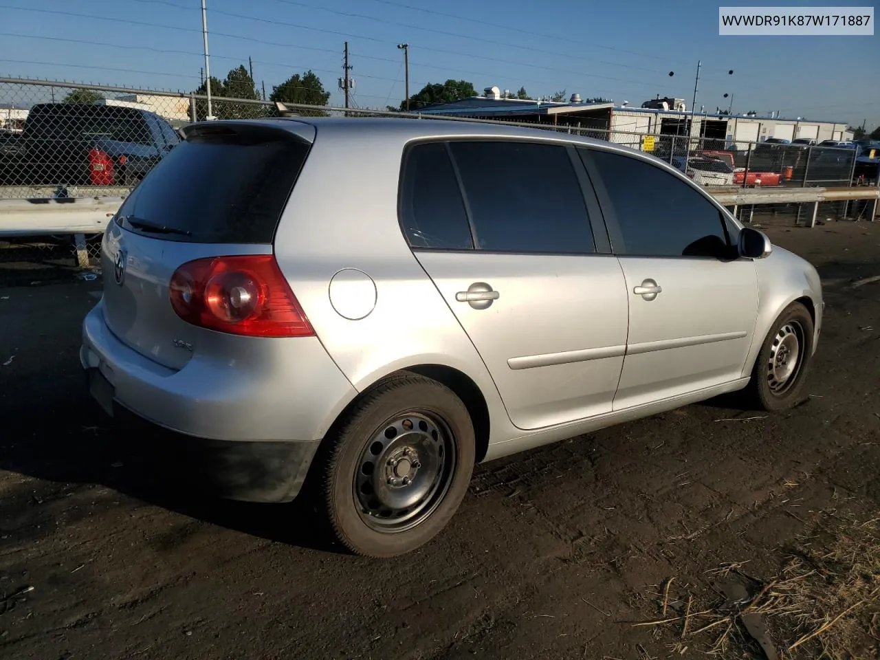 2007 Volkswagen Rabbit VIN: WVWDR91K87W171887 Lot: 63050314