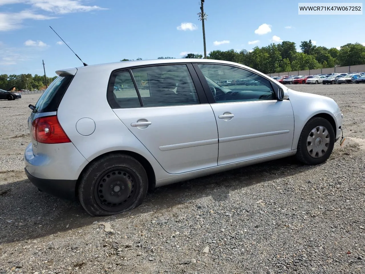 2007 Volkswagen Rabbit VIN: WVWCR71K47W067252 Lot: 67704544