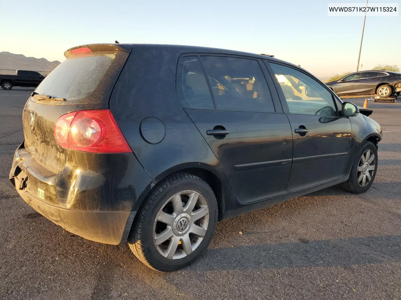 2007 Volkswagen Rabbit VIN: WVWDS71K27W115324 Lot: 71819734