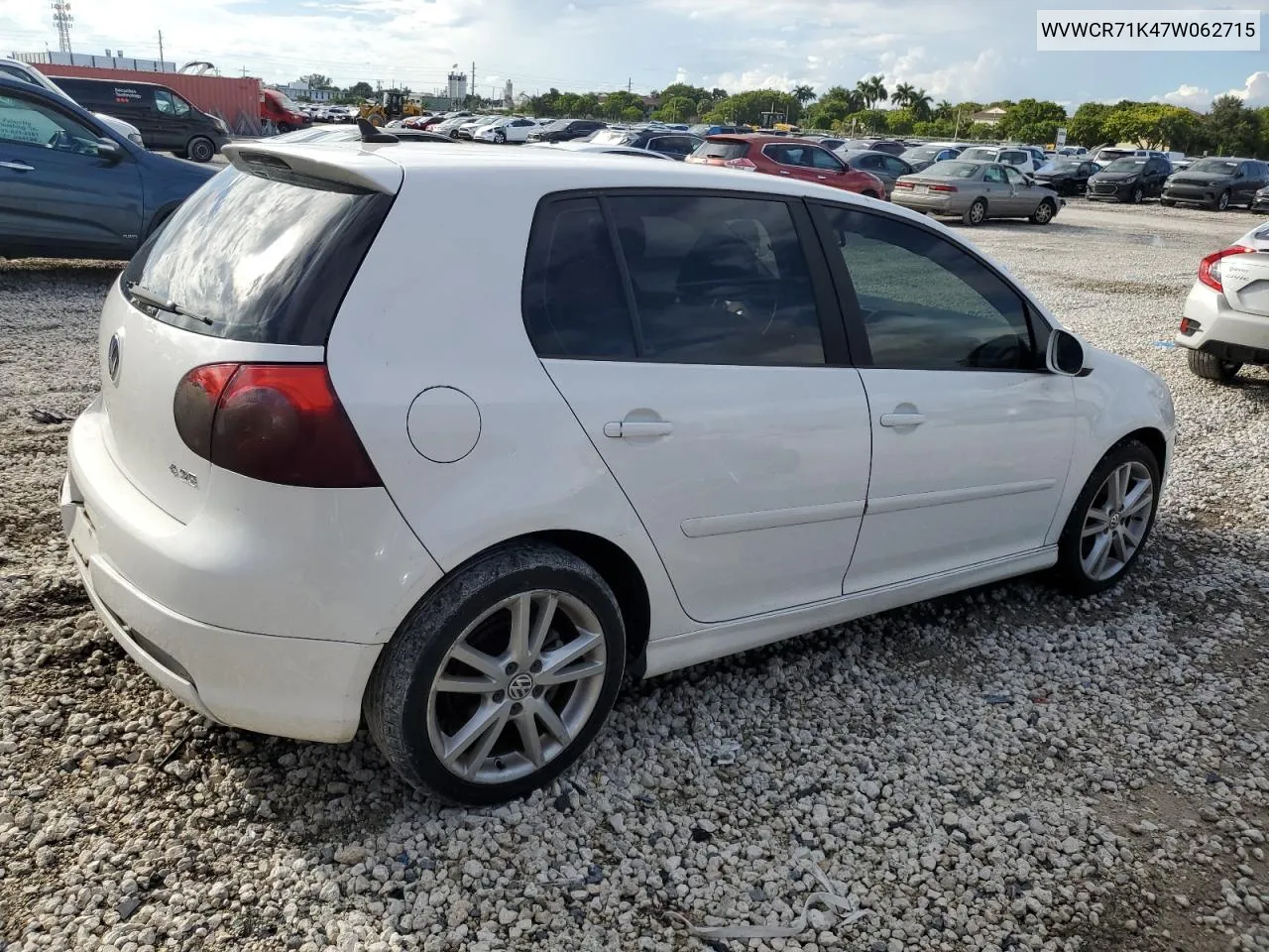 2007 Volkswagen Rabbit VIN: WVWCR71K47W062715 Lot: 74681134