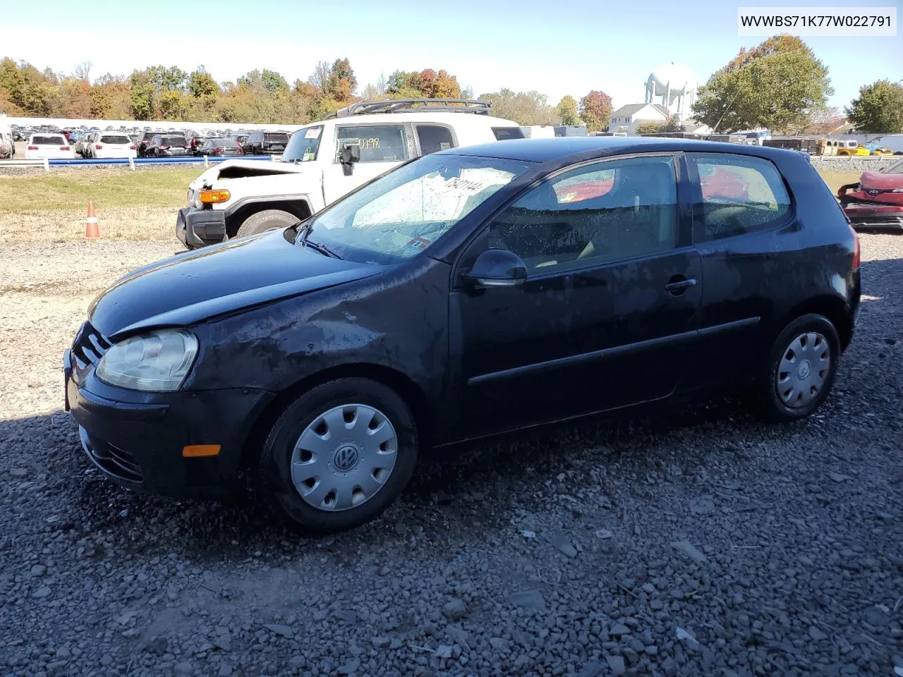 2007 Volkswagen Rabbit VIN: WVWBS71K77W022791 Lot: 75421144