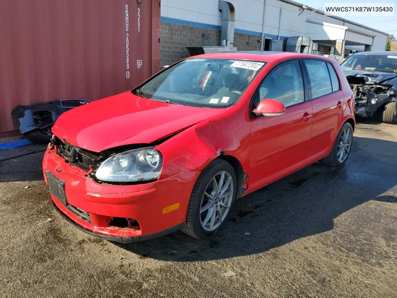 2007 Volkswagen Rabbit VIN: WVWCS71K87W135430 Lot: 77567204