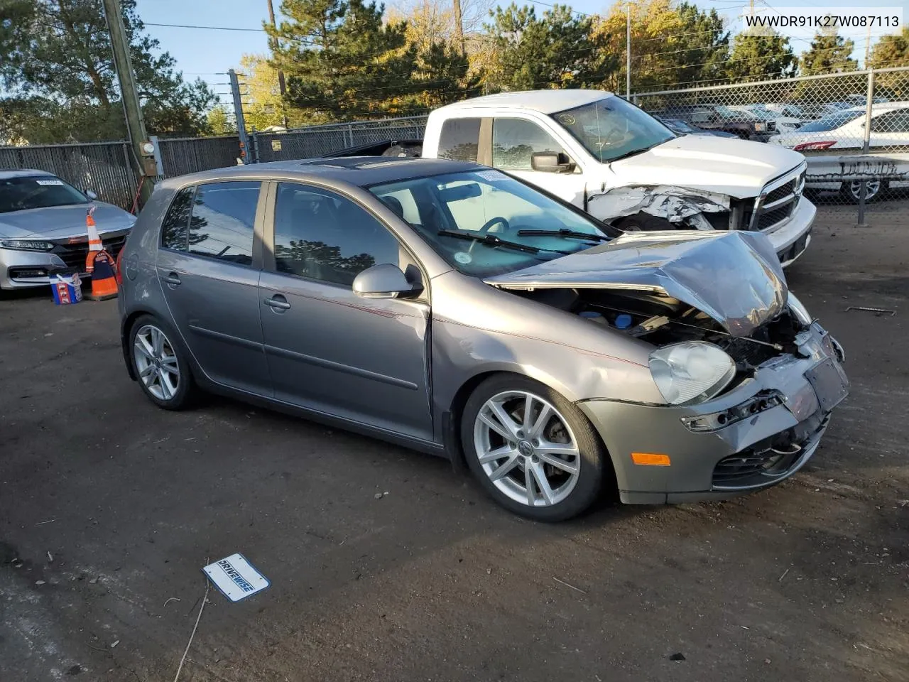 2007 Volkswagen Rabbit VIN: WVWDR91K27W087113 Lot: 77580554