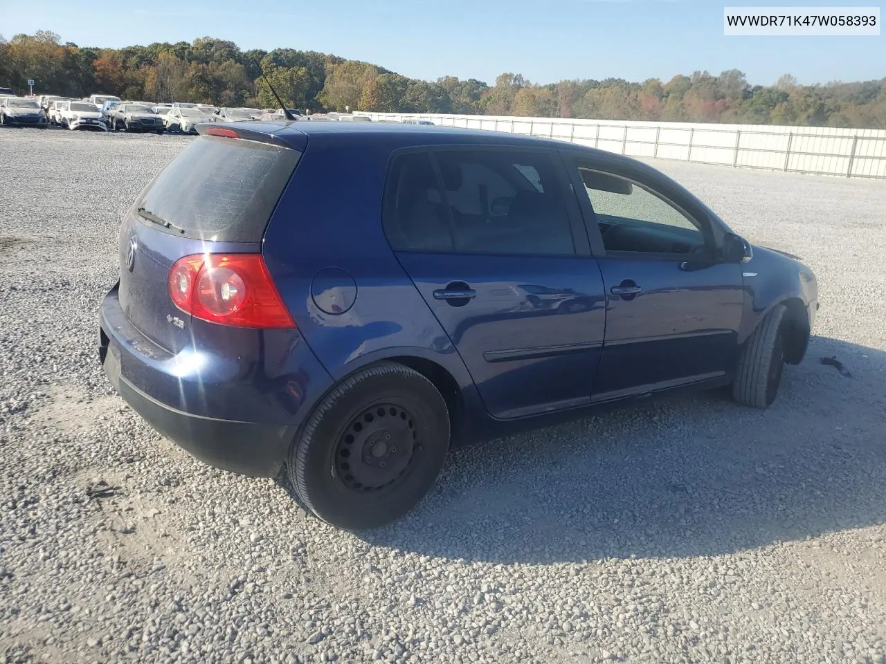 2007 Volkswagen Rabbit VIN: WVWDR71K47W058393 Lot: 78006924