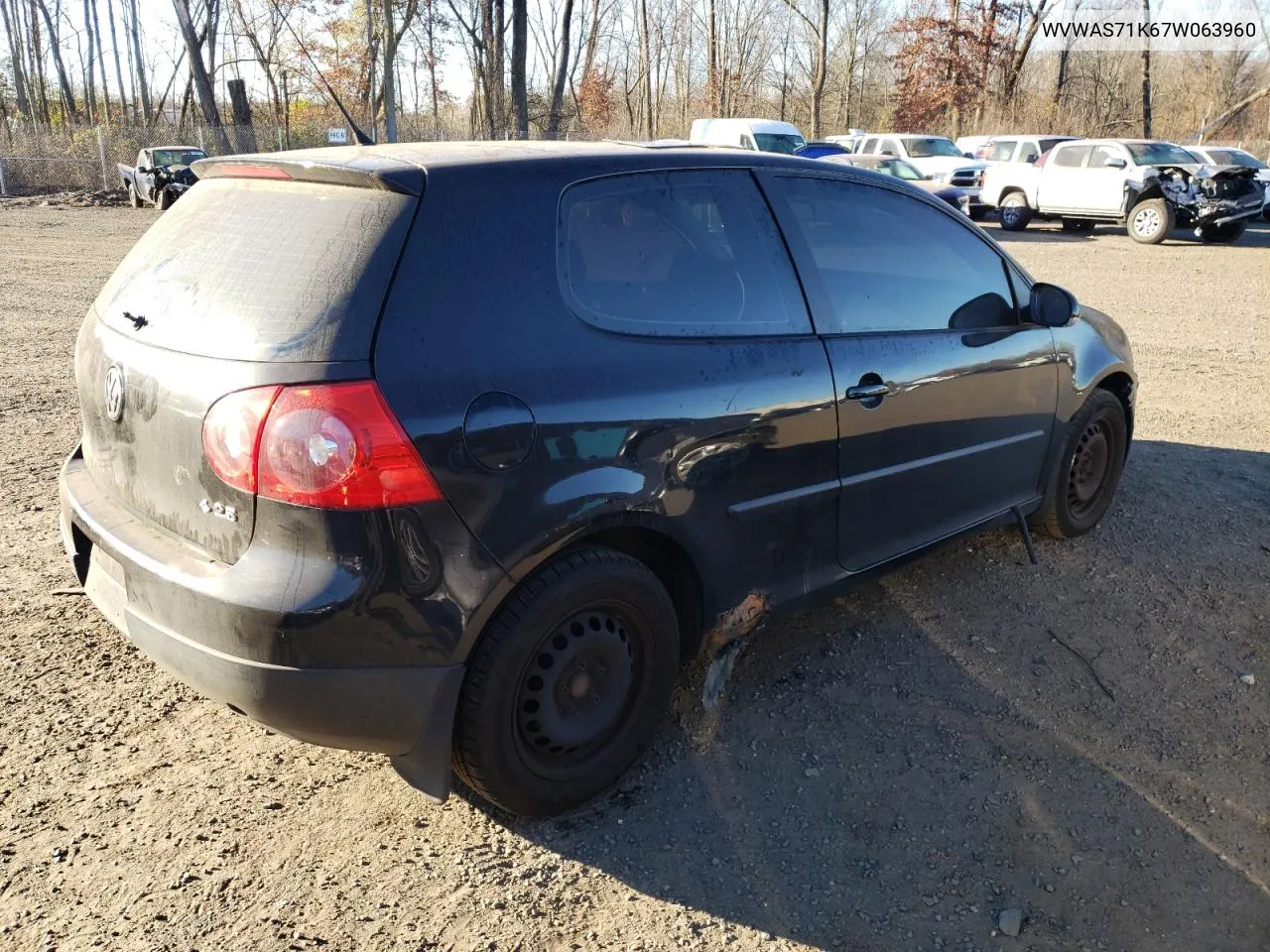 2007 Volkswagen Rabbit VIN: WVWAS71K67W063960 Lot: 79554414