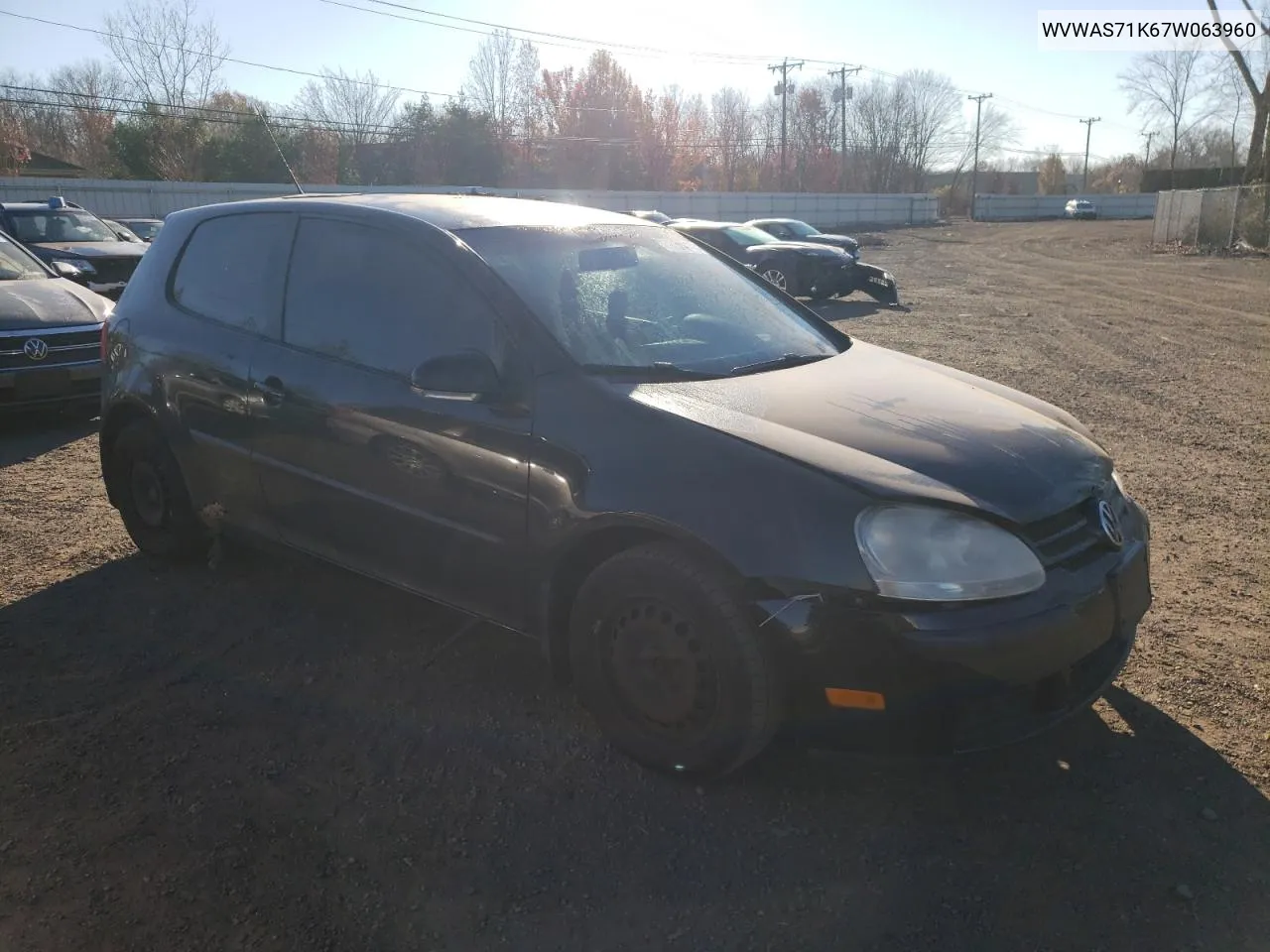 2007 Volkswagen Rabbit VIN: WVWAS71K67W063960 Lot: 79554414