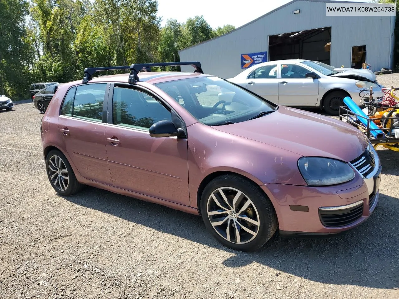 2008 Volkswagen Rabbit VIN: WVWDA71K08W264738 Lot: 68353304