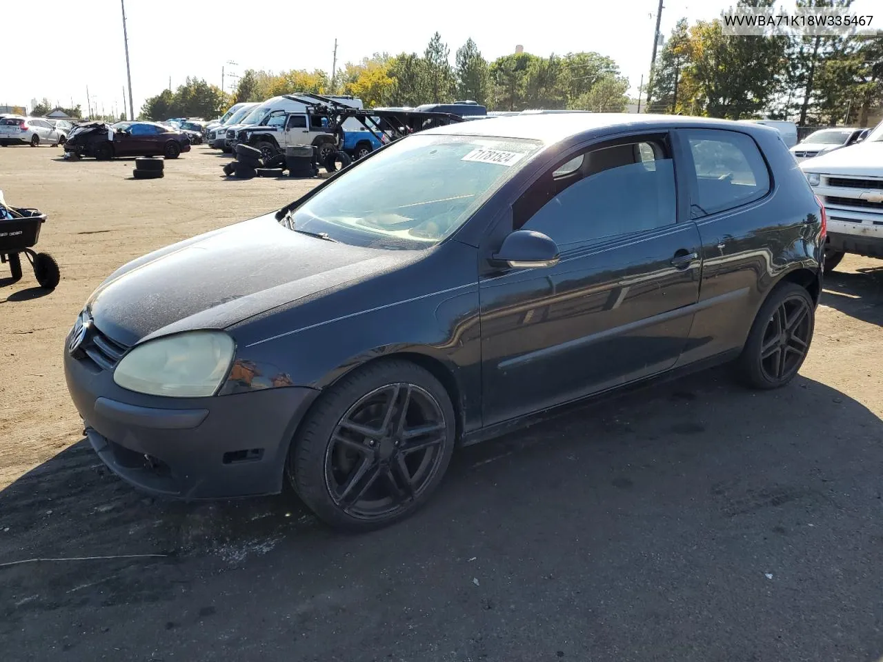 2008 Volkswagen Rabbit VIN: WVWBA71K18W335467 Lot: 71781524