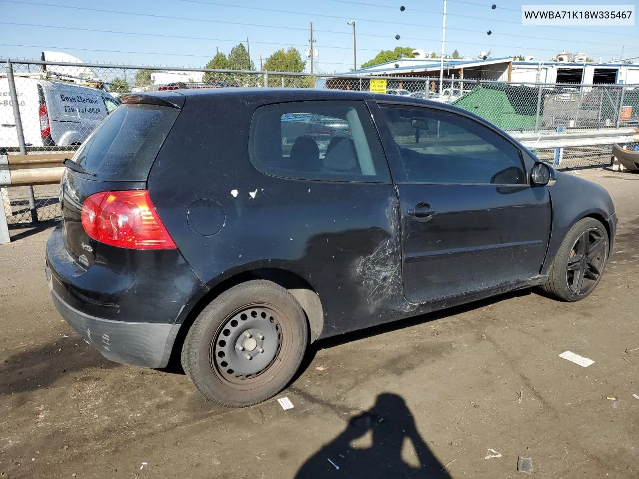 2008 Volkswagen Rabbit VIN: WVWBA71K18W335467 Lot: 71781524