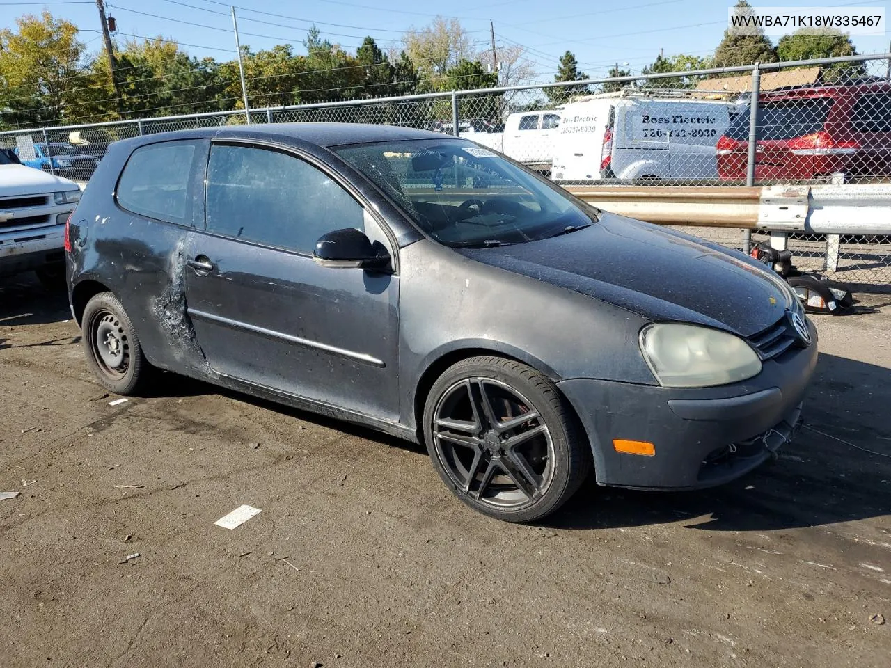 2008 Volkswagen Rabbit VIN: WVWBA71K18W335467 Lot: 71781524