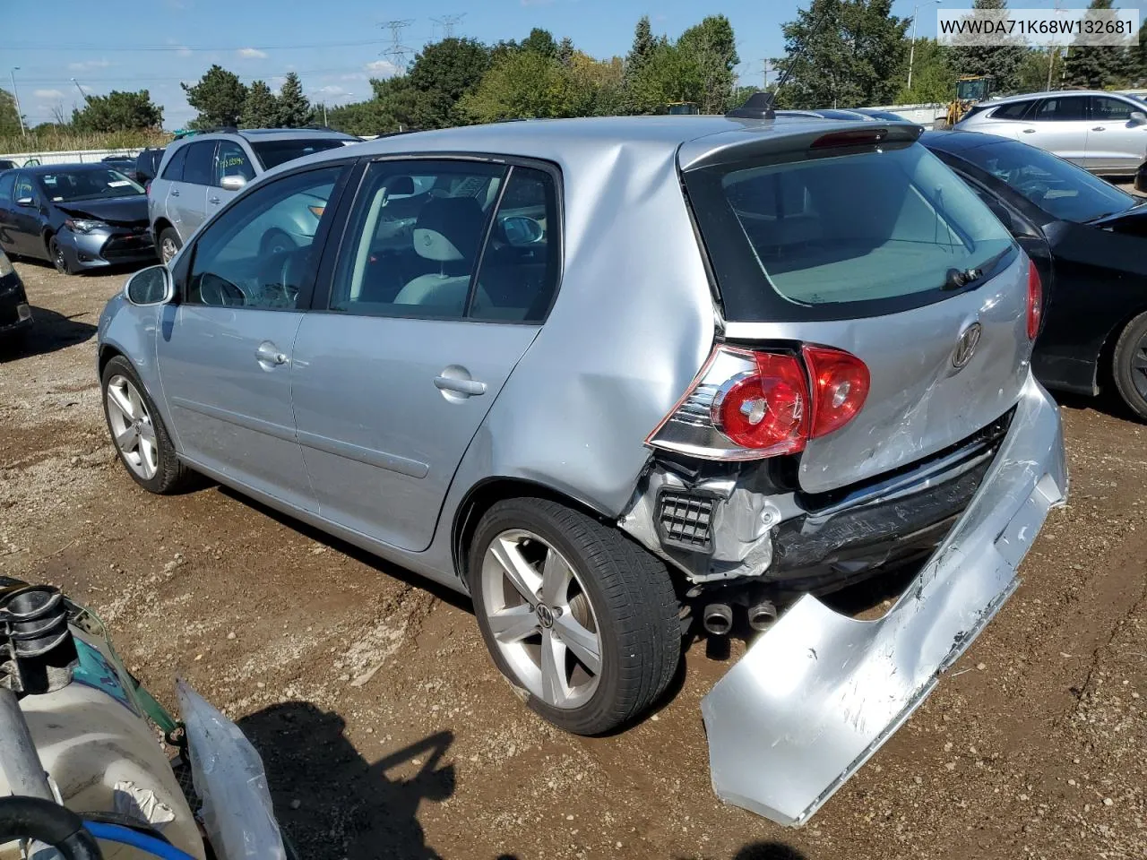 2008 Volkswagen Rabbit VIN: WVWDA71K68W132681 Lot: 72785334