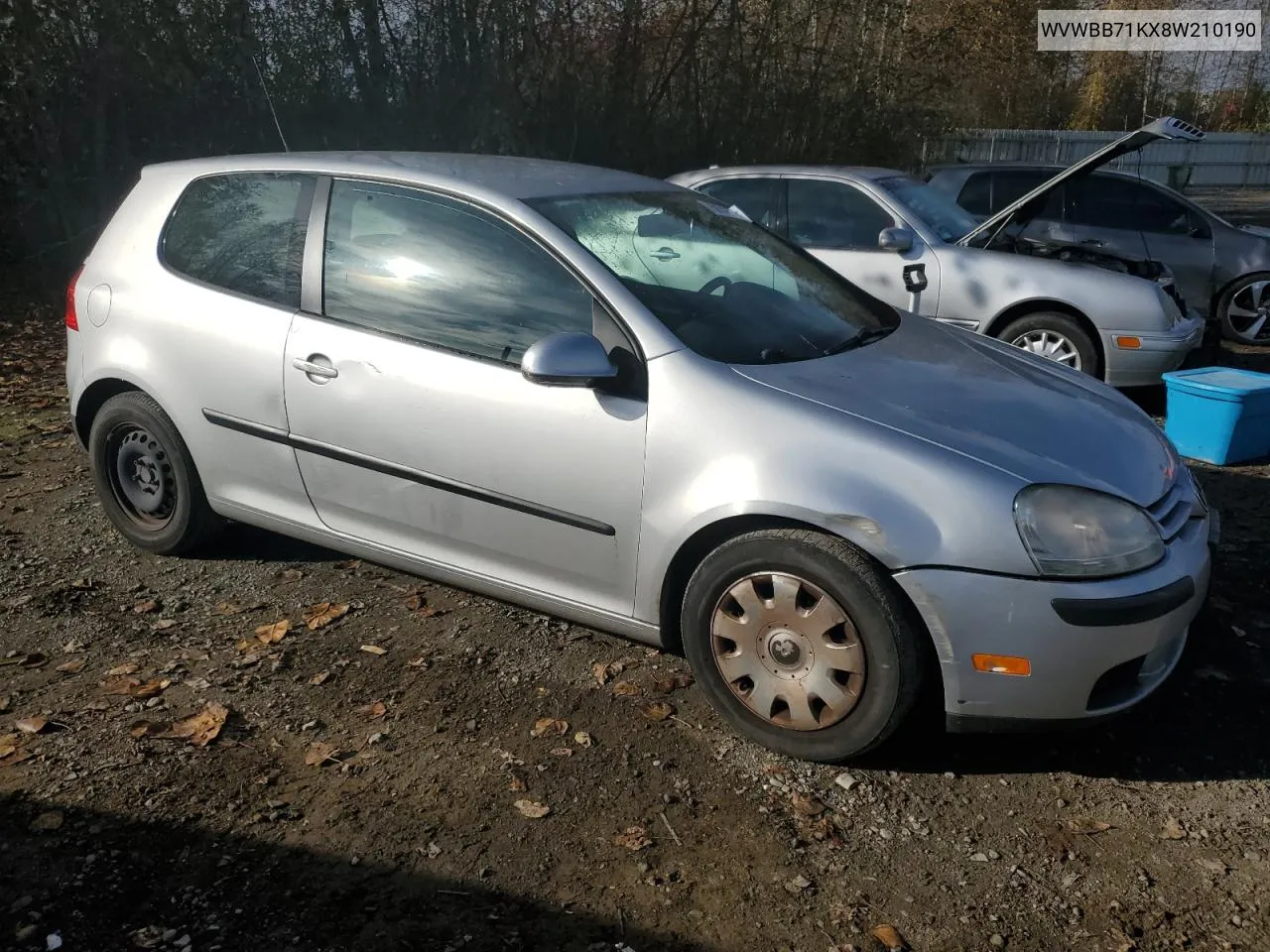 2008 Volkswagen Rabbit VIN: WVWBB71KX8W210190 Lot: 75874254