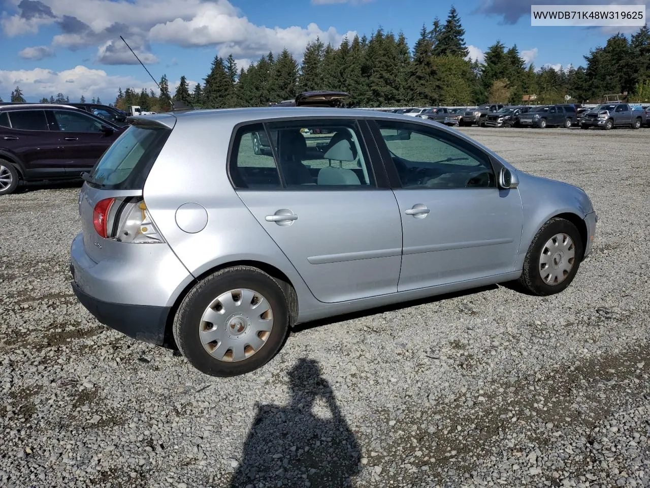 2008 Volkswagen Rabbit VIN: WVWDB71K48W319625 Lot: 76561314