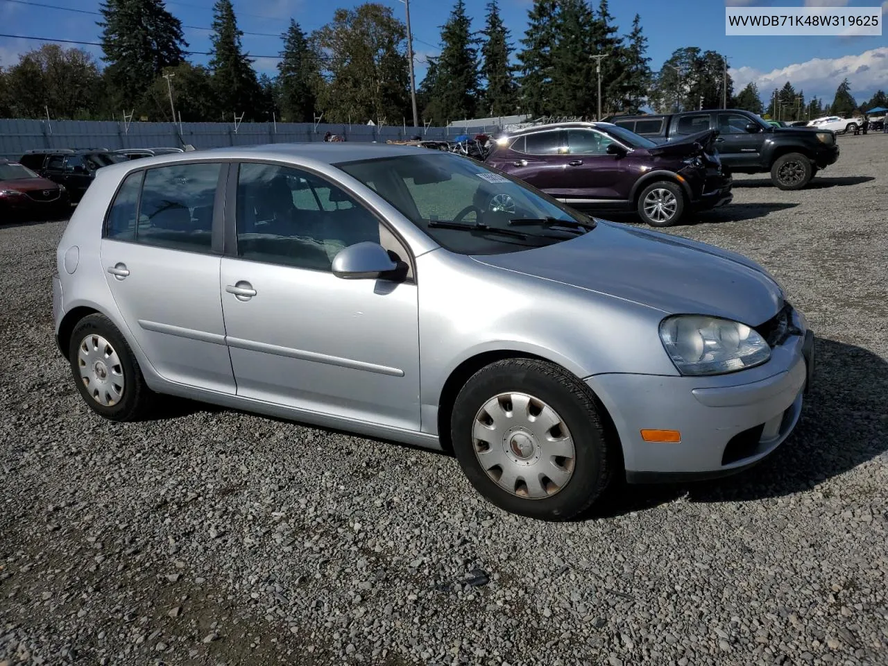 2008 Volkswagen Rabbit VIN: WVWDB71K48W319625 Lot: 76561314