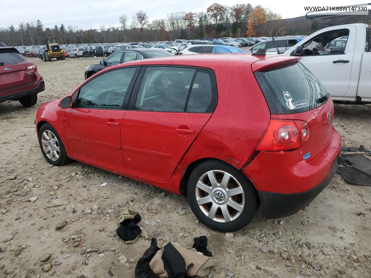 2008 Volkswagen Rabbit VIN: WVWDA71K88W147330 Lot: 77742974