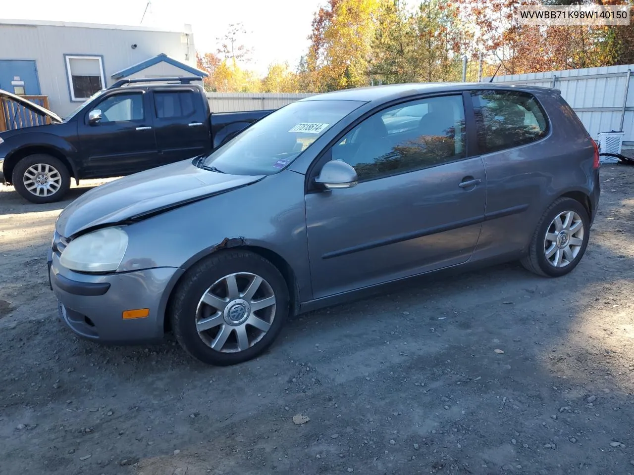 2008 Volkswagen Rabbit VIN: WVWBB71K98W140150 Lot: 77818614